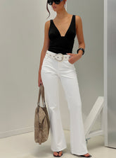 Magic Mirror Mid Rise Bootleg Jeans Ecru