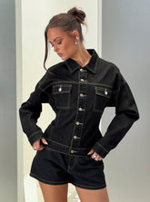 Caresse Cinched Denim Jacket Raw Denim