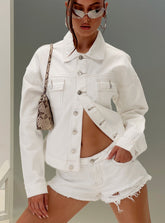 Caresse Cinched Denim Jacket White