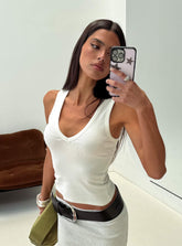 Baseline V Neck Rib Tank Top White