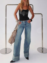 Ezia Wide Cuff Baggy Jeans Raw Denim