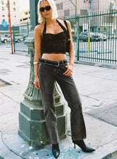 Better Half Low Rise Straight Leg Jeans Charcoal