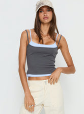 Maeka Layered Jersey Tank Top Grey / Blue