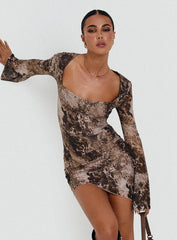Suareza Long Sleeve Mini Dress Leopard