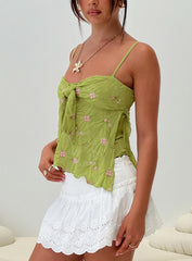 Paislie Mesh Top Sage Green