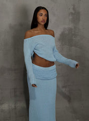 Ravira Wide Neck Knit Sweater Blue