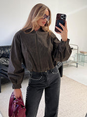 Mastery Faux Suede Bomber Jacket Charcoal