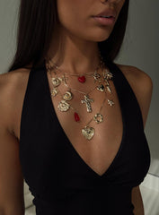 Cash Out Layered Charm Necklace Gold