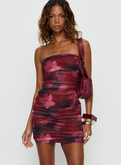 Sabato Strapless Mini Dress Red Floral