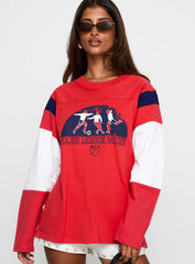 MLS 96 Retro Oversized Long Sleeve Top Red