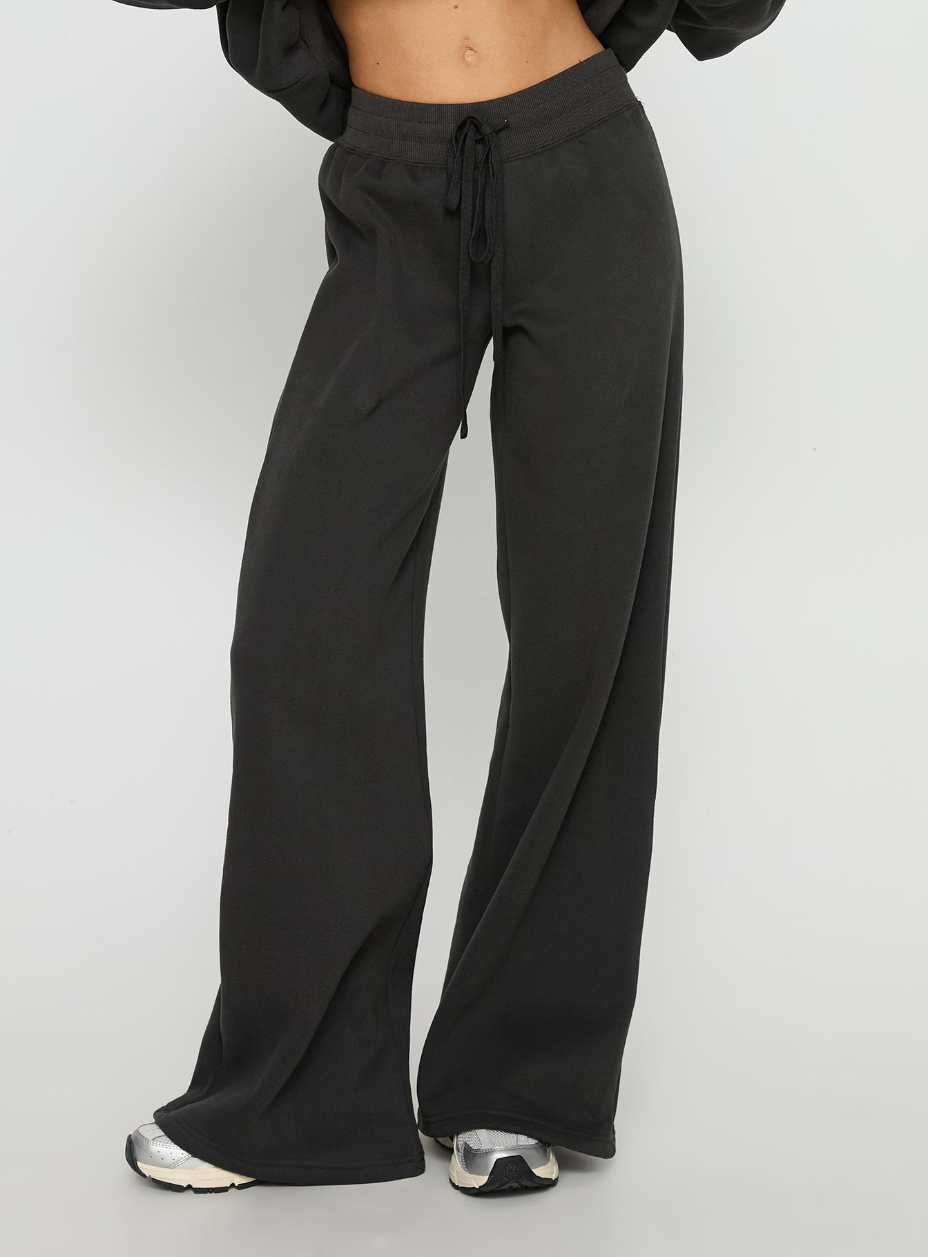 Princess Polly Stargirl Wide Leg Sweat Pants Charcoal