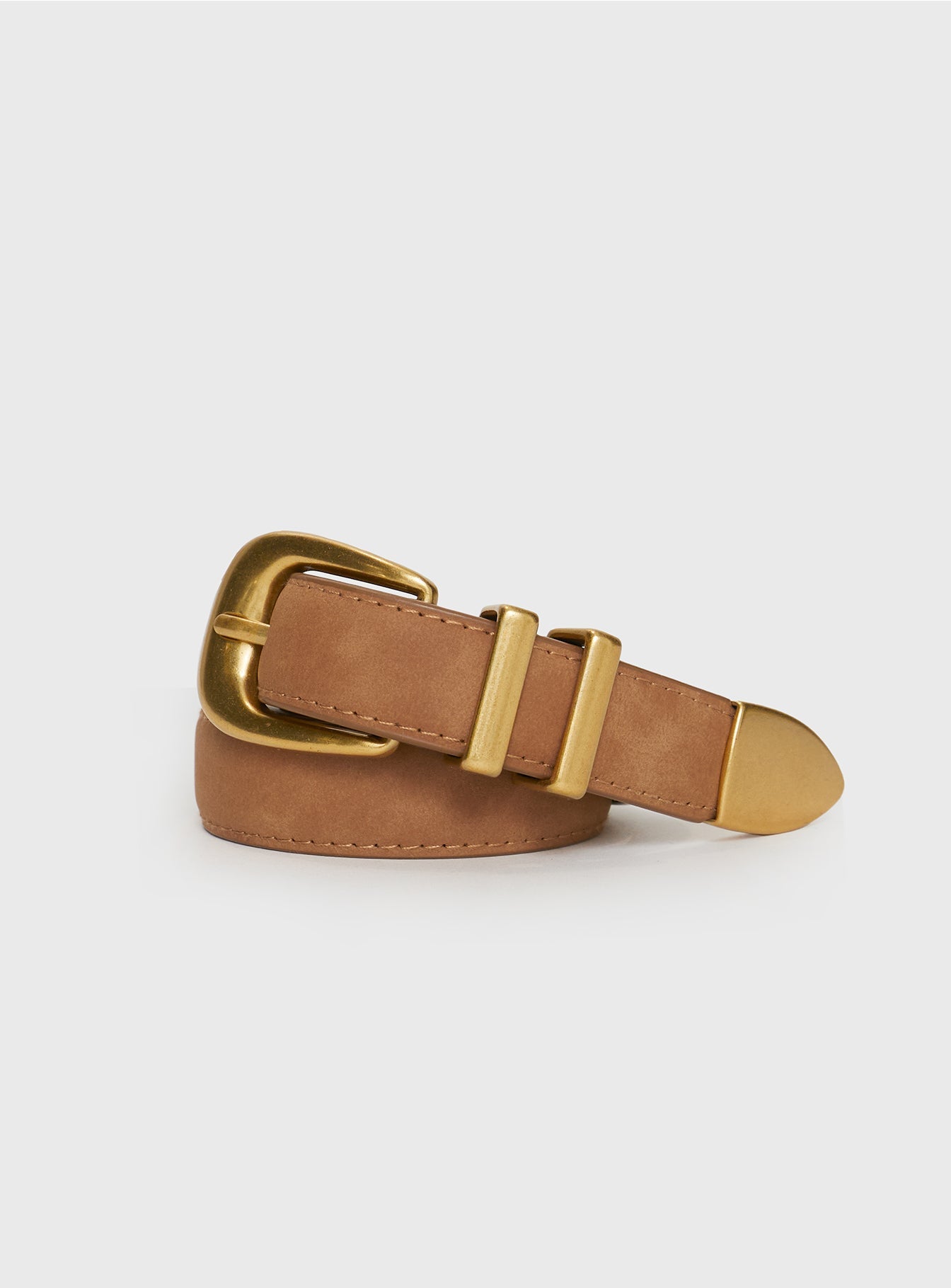 Duncani Faux Suede Belt Brown/Gold