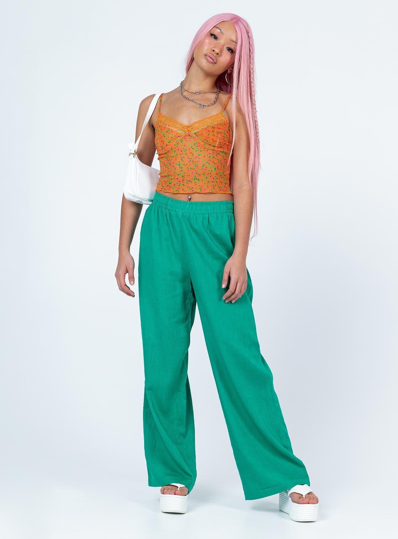 Louis Linen Blend Pants Green