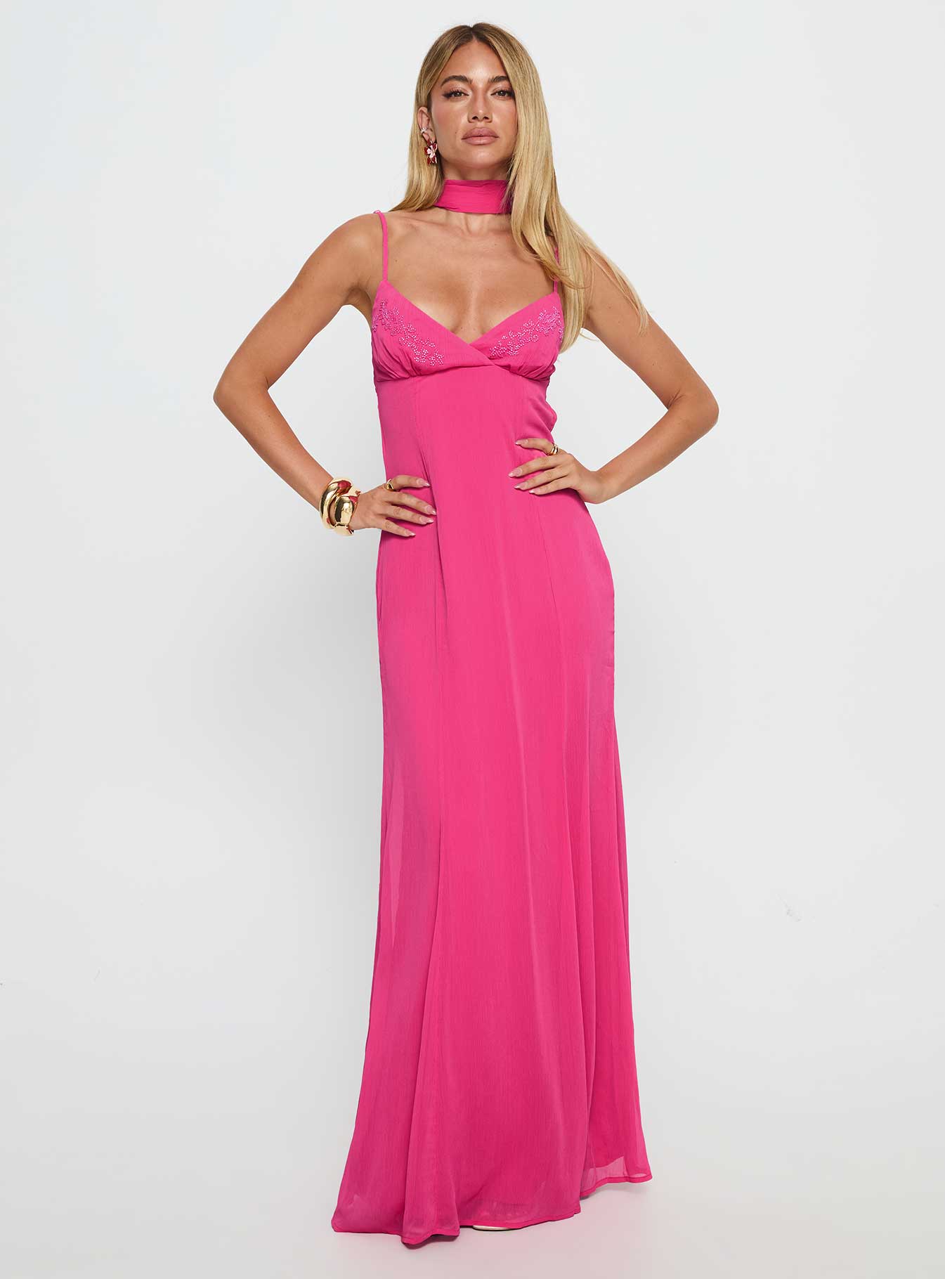 Jadira Scarf Maxi Dress Guava