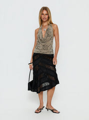 Dijon Plunge Halter Top Paisley Diamonte