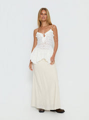 Medinilla Ruffle Tie Front Top White Lace