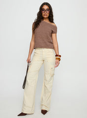 Ashfield Off Shoulder Top Brown