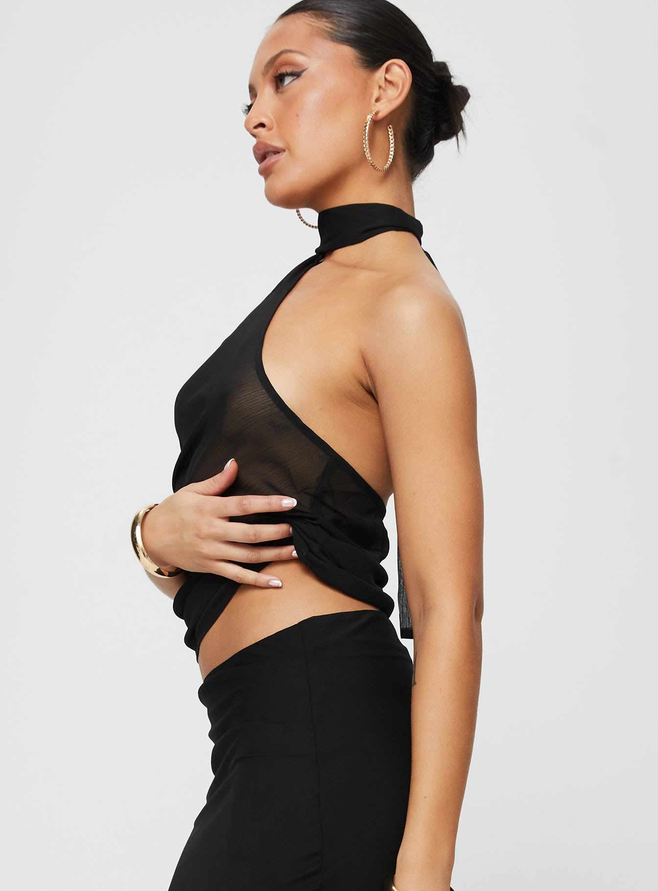 Lux Tie Top Black