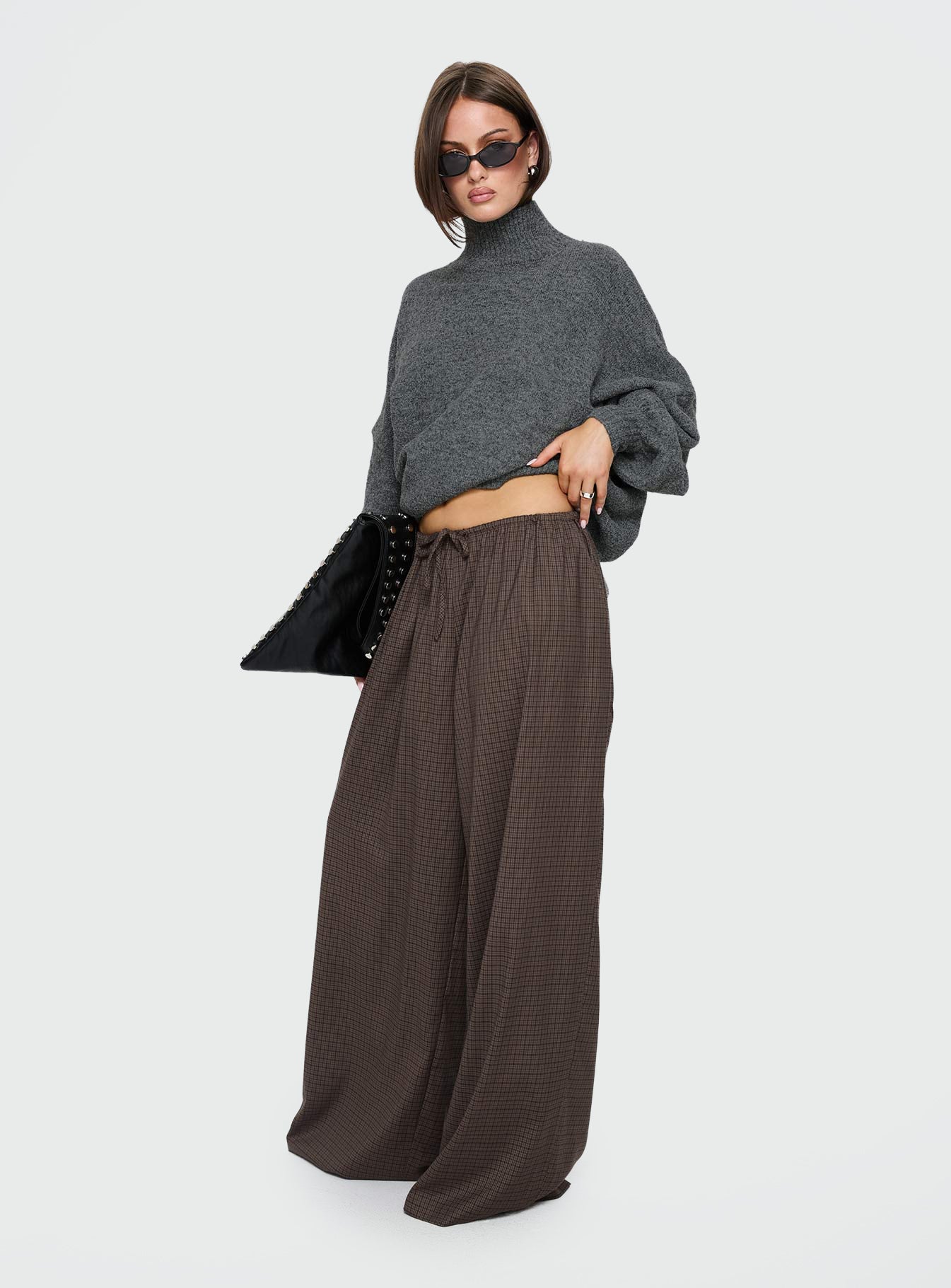 Bungala Oversized Relaxed Pant Brown Check