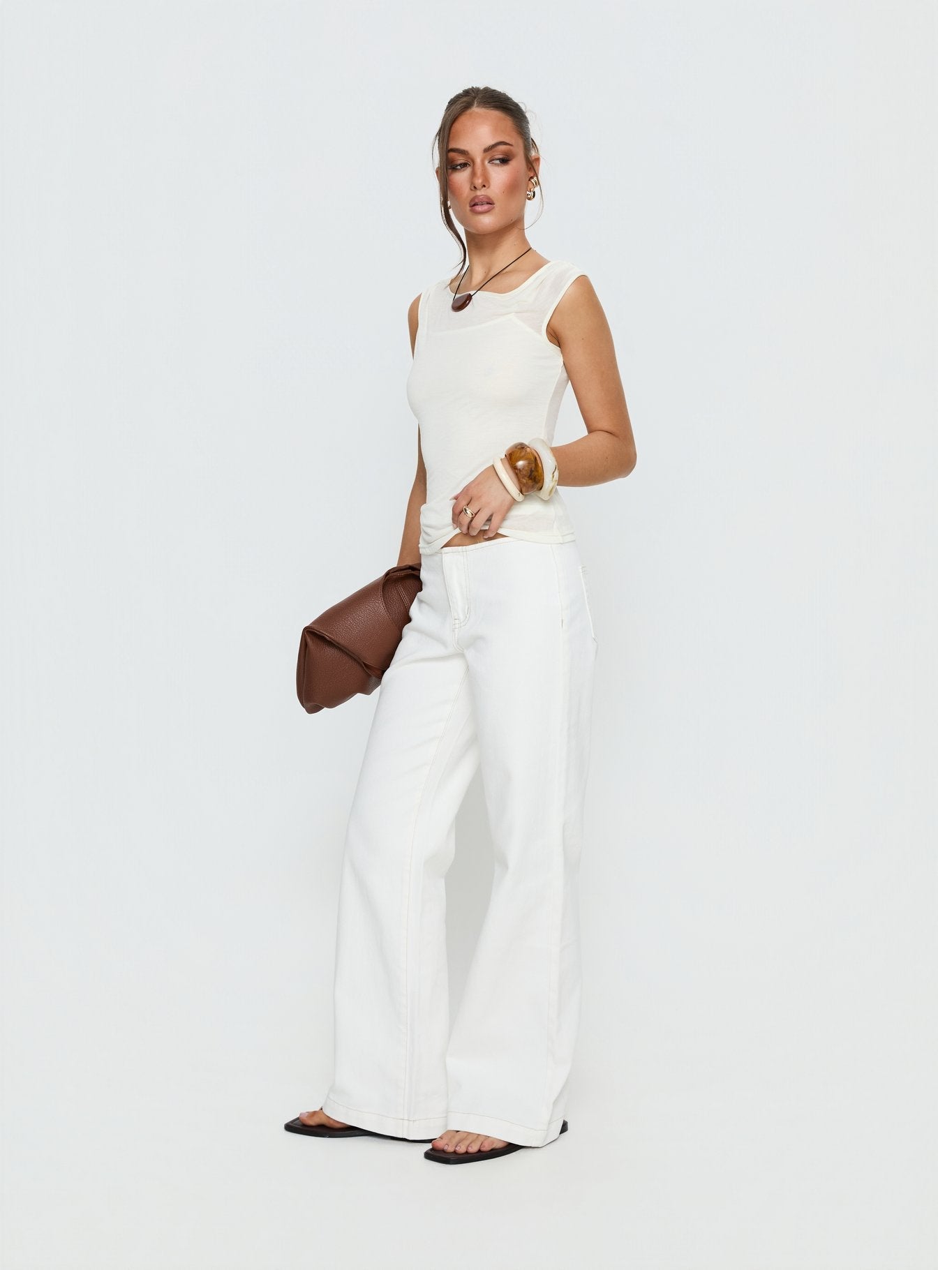 Buenos No Waist Low Rise Straight Leg Jeans White