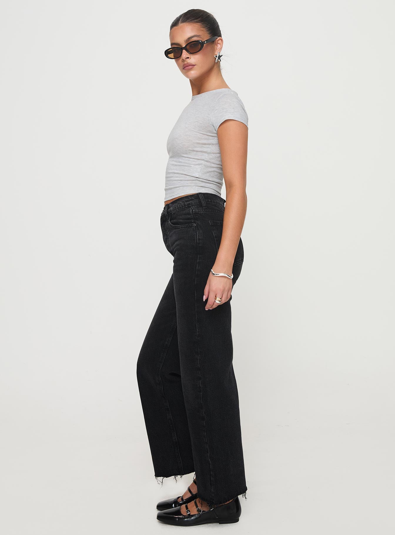 Fawcett High Rise Straight Leg Jeans Washed Black