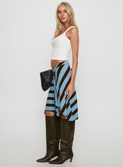 Esmeray Midi Skirt Retro Stripe Blue