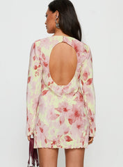 Odelie Long Sleeve Plisse Mini Dress Multi Floral