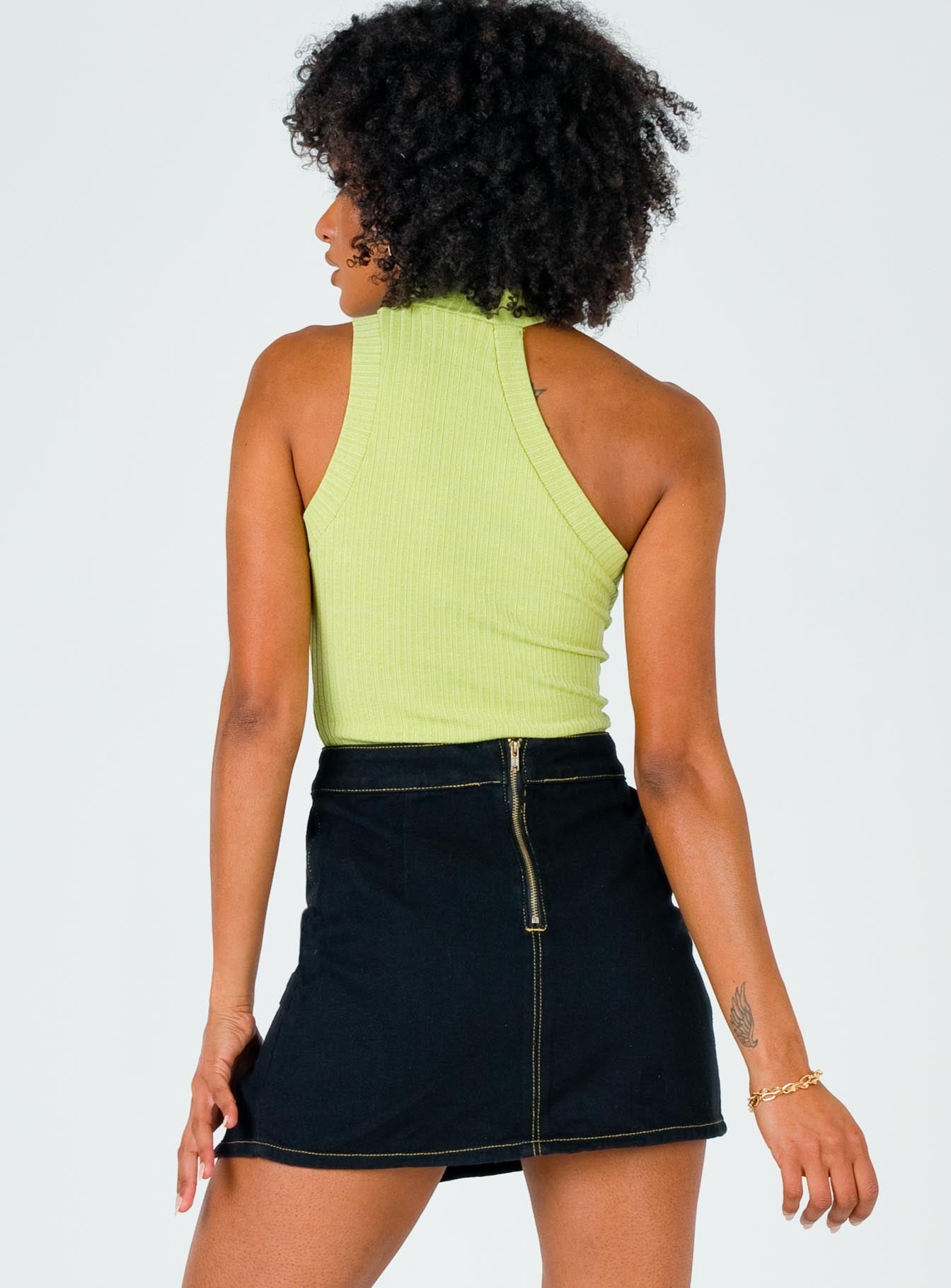 The Lola Mini Skirt Contrast Stitching Black