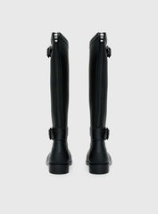 Elvera Buckle Detail Rubber Gumboots Black
