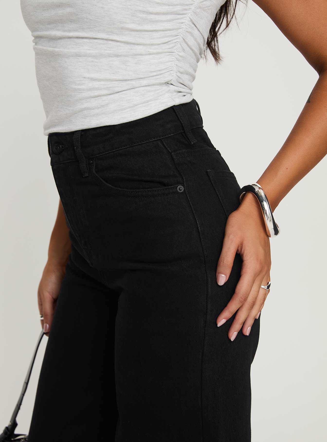 Goldie High Rise Wide Leg Jeans True Black